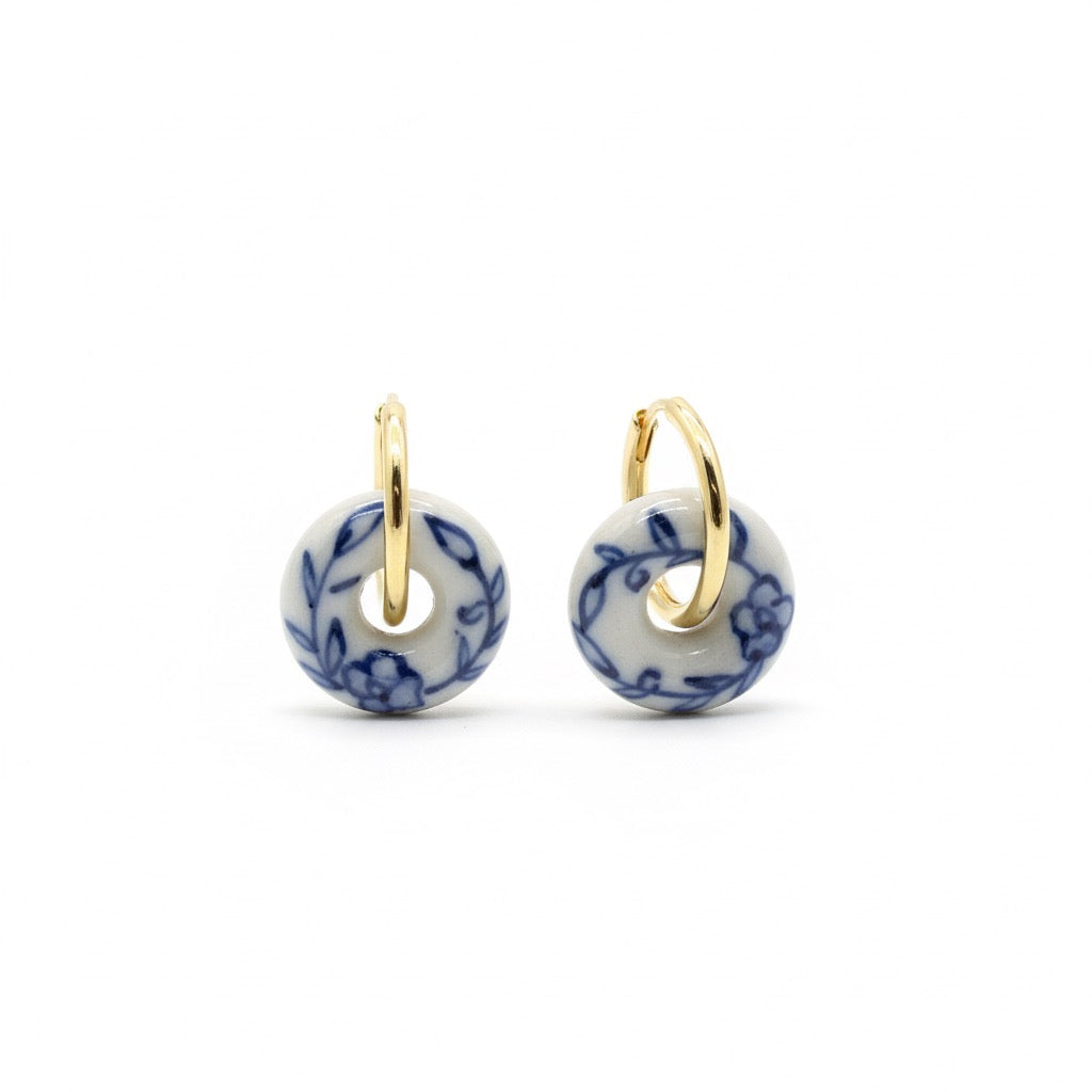 CNY BLUE FLOWER CERAMIC EARRINGS