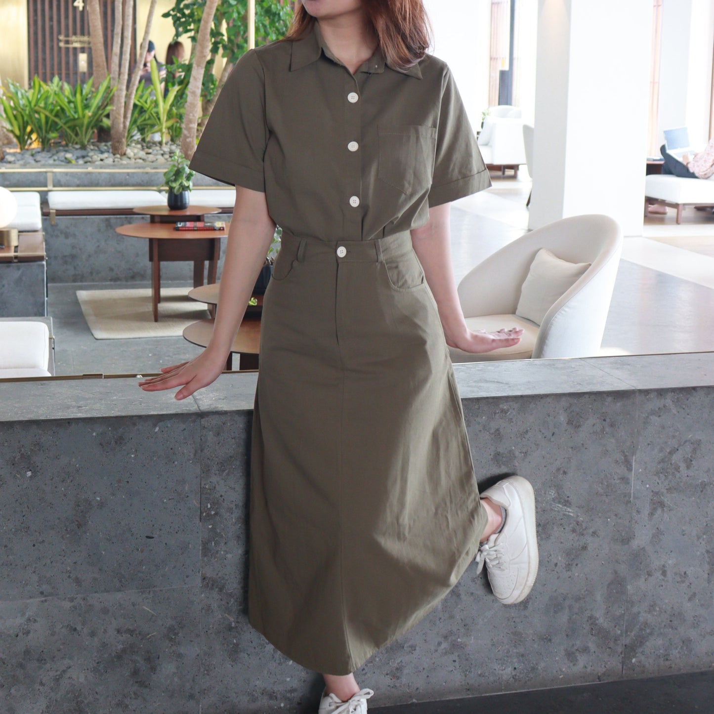 MURNI CLEAN FIT SET TOP (ARMY GREEN)