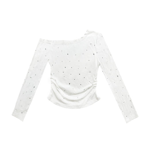 BLINKIES SLUNTED NECKLINE TOP (WHITE)