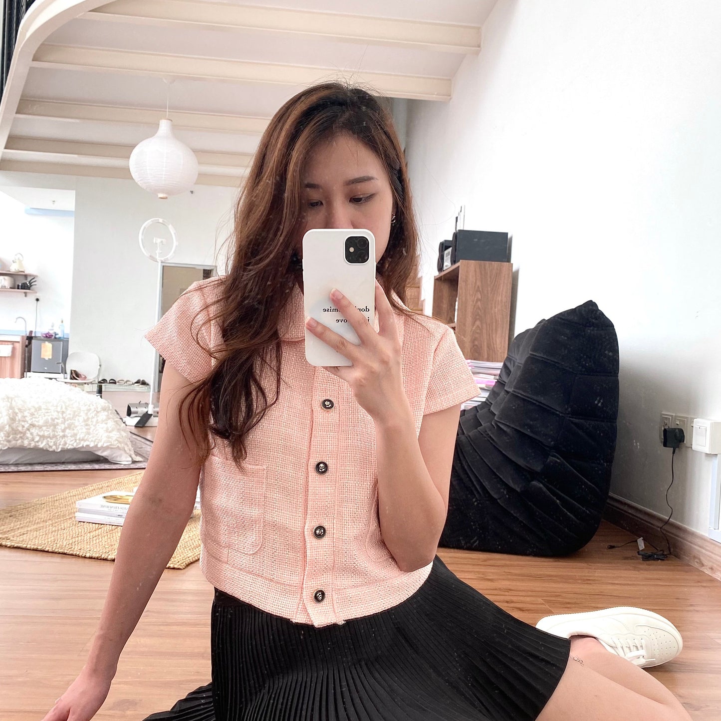 LOVE LUX PINK TWEED CROP TOP