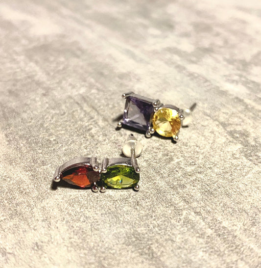 T.H STACCY CONTRAST DIAMOND STUD EARRINGS