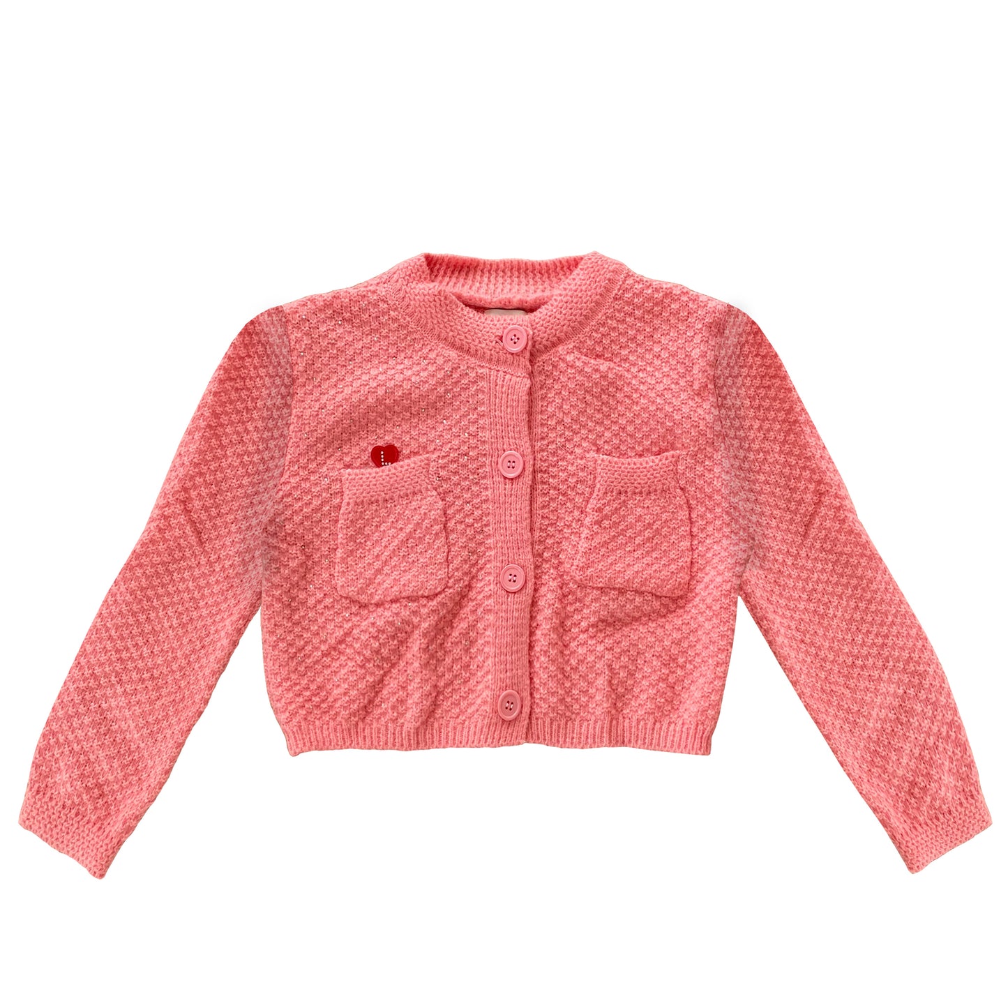 LOVE LUX PINK ONE-SIDED DIAMOND KNIT CROP CARDIGAN