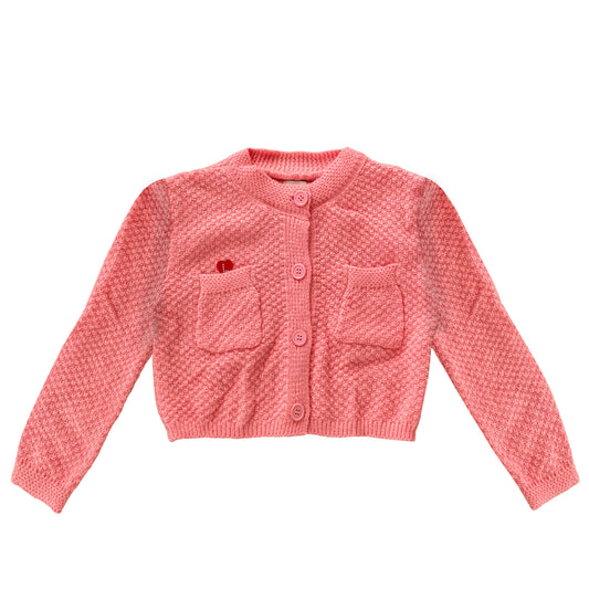 LOVE LUX PINK ONE-SIDED DIAMOND KNIT CROP CARDIGAN