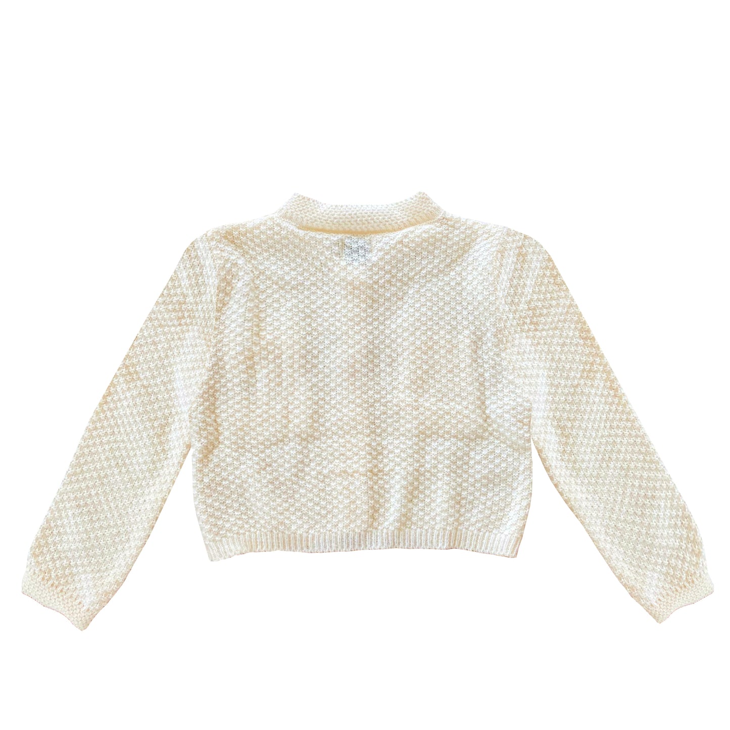 LOVE LUX WHITE ONE-SIDED DIAMOND KNIT CROP CARDIGAN