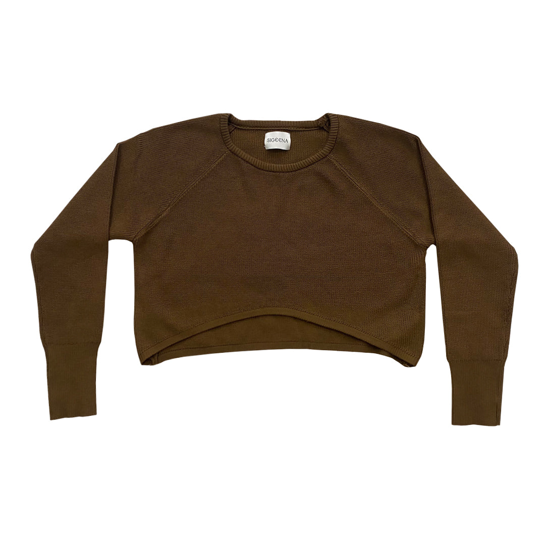 ESTHER BASIC KNIT CROP TOP (BROWN)