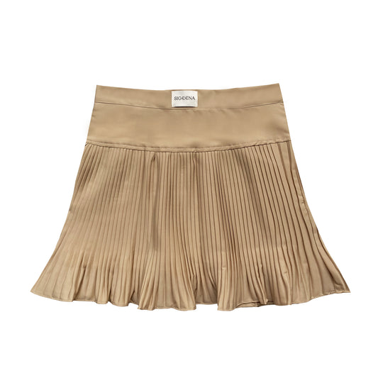 LASSIE KHAKI BASIC PLEATED TENNIS SKIRT