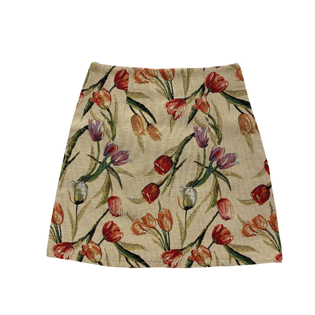 TULIP LINEN A-LINED SKIRT