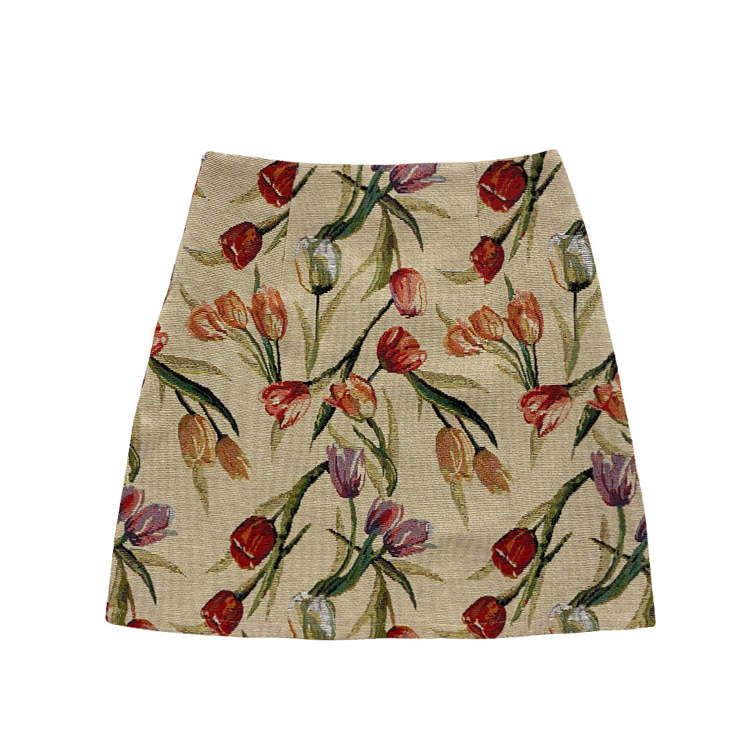 TULIP LINEN A-LINED SKIRT