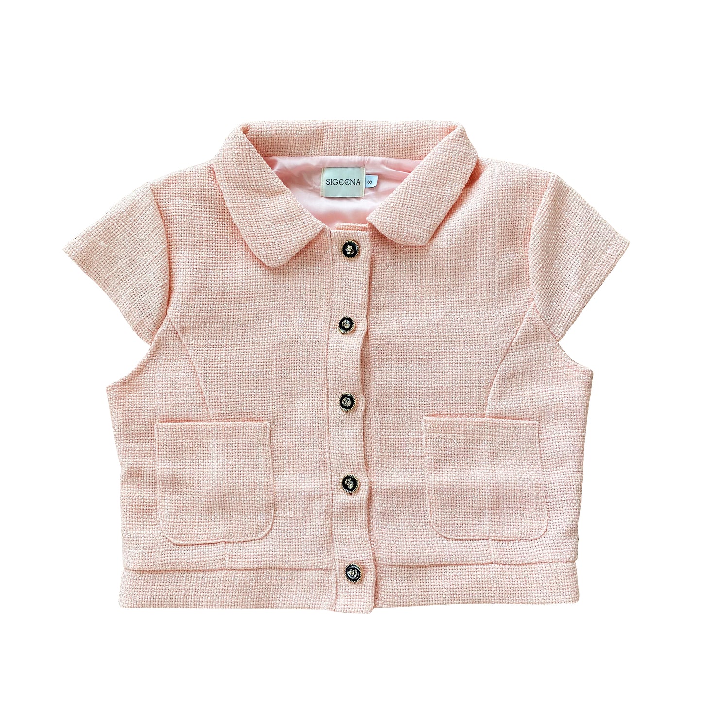 LOVE LUX PINK TWEED CROP TOP