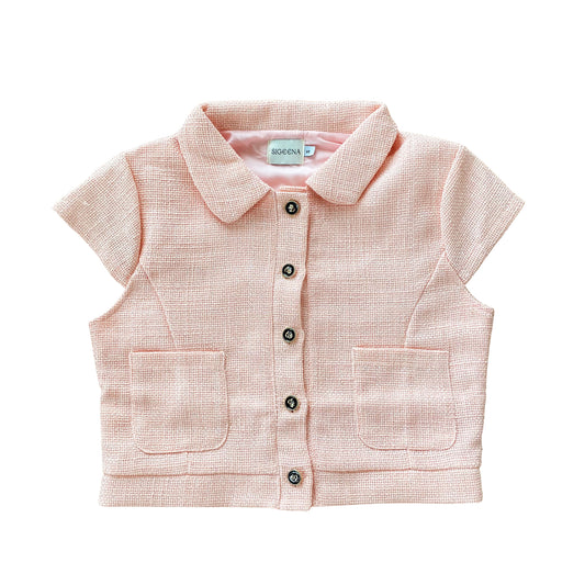 LOVE LUX PINK TWEED CROP TOP